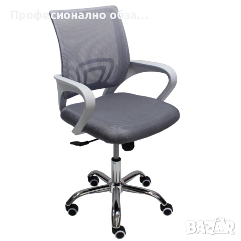 Комплект в бяло-сива гама офис стол с бюро с надстройка, снимка 2 - Мебели за детската стая - 54214306