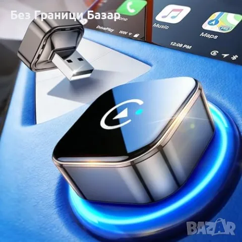 Нов CarPlay Android Auto безжичен адаптер, 5.8GHz, iOS 10+, Android 11+ кола телефон връзка