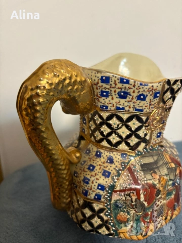 Vintage Satsuma декоративна кана – ръчно рисувана, Япония, снимка 8 - Декорация за дома - 54084611