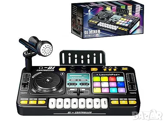 DJ миксиращ пулт с Bluetooth и микрофон на стойка 🎤, снимка 2 - Музикални играчки - 55664471