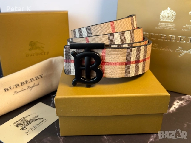 Мъжки Колан Естествена Кожа Burberry
