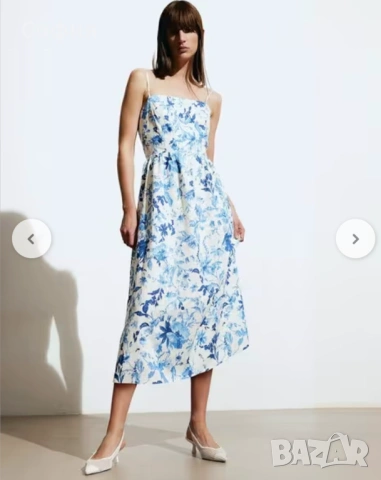 Миди рокля от ленена смес H&M