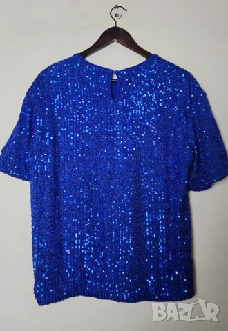 Синя блуза с пайети Floyd, снимка 5 - Тениски - 54136460