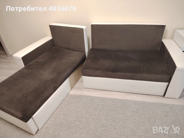 Диван с лежанка, еко кожа, снимка 6 - Дивани и мека мебел - 54657952