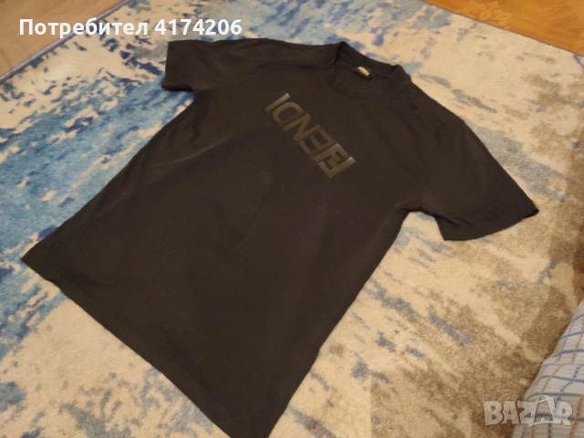 Оригинална мъжка тениска FENDI Roma черна размер M луксозна марка, снимка 2 - Тениски - 55262520