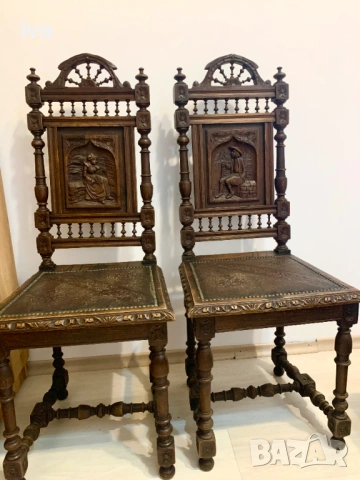 Антикварни Бритонски резбовани столове, над 100 годишни