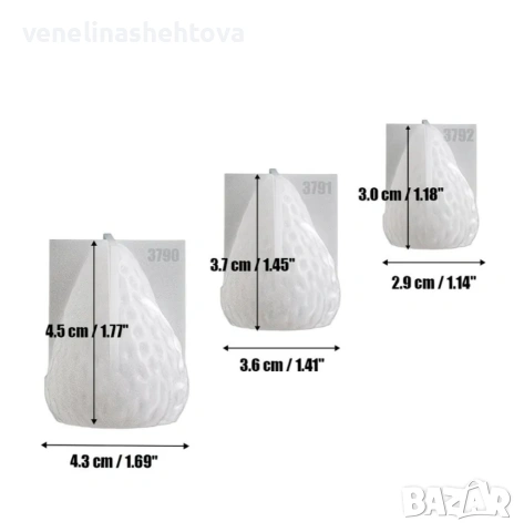 3D 3 броя ягоди различни размери силиконов молд свещи гипс сапун смола фондан декорация торта , снимка 4 - Форми - 54180812