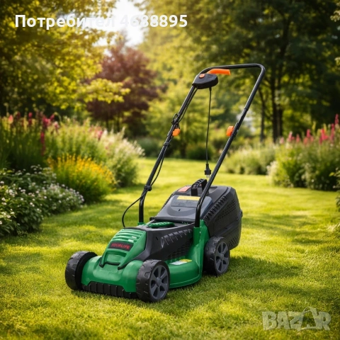 Електрическа косачка за трева 1600W – Лека и мощна, 32 см ширина, 30L кош, 3 нива на косене, снимка 3 - Градинска техника - 54144672