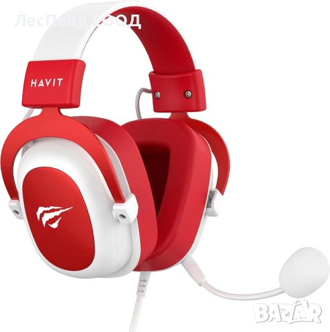 Гейминг слушалки HAVIT HV-H2002D нови, червено и бяло, 53mm микрофон, снимка 4 - Слушалки и портативни колонки - 54252853