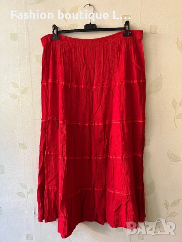 Нова широка червена пола с панделки ❤️ Налични размери L , XL , XXL ❤️, снимка 5 - Поли - 54702430
