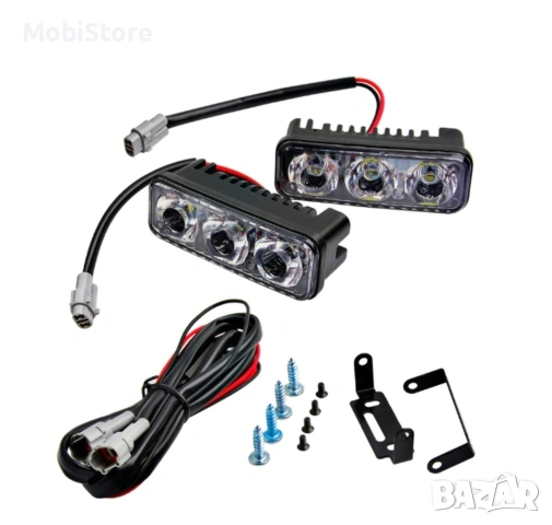 Комплект Предни Мощни 3 Led Лед Диодни Дневни Светлини 12V 3W НОВИ, снимка 8 - Аксесоари и консумативи - 54593840