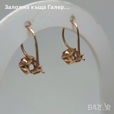 Златни обеци – съветско злато, проба 583, 2,51 гр, снимка 3 - Обеци - 54683103