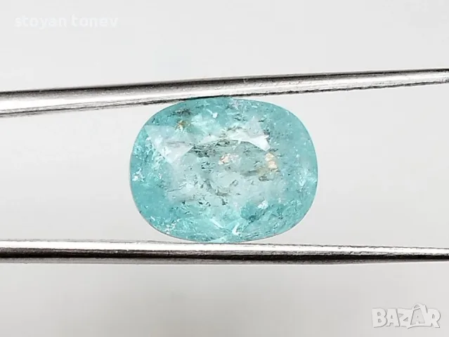 Естествен 3,20 карата Параиба турмалин (Copper Bearing) с неонов цвят и сертификат!