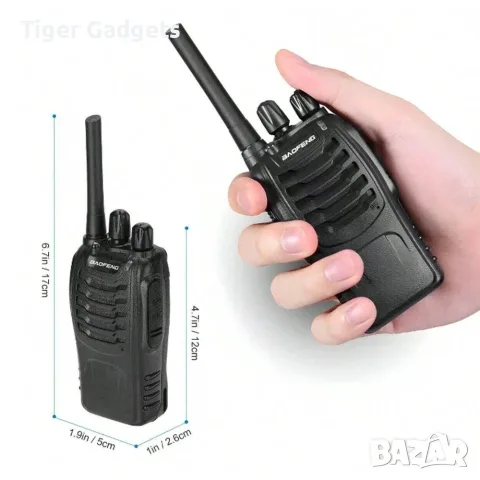 Комплект 2 бр. Baofeng BF-88E PMR446 радиостанции с USB зарядни и слушалки, снимка 4 - Друга електроника - 55573558