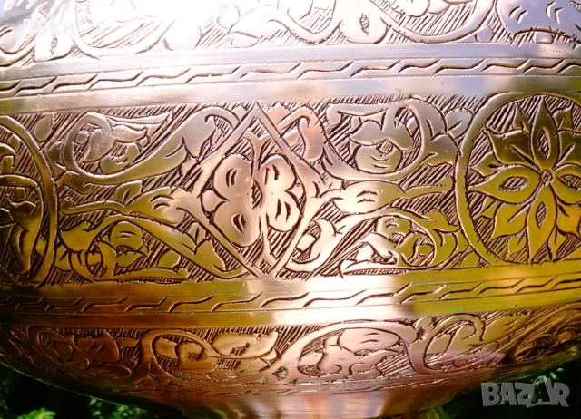 Персийска медна фруктиера,меден съд Isfahan,1.2 кг,5 л. , снимка 7 - Антикварни и старинни предмети - 55104582