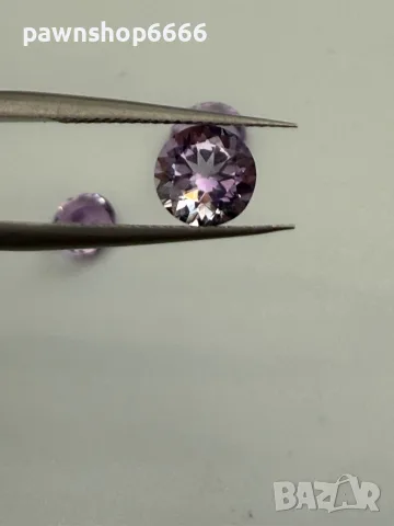 Лот естествени аметисти 3.40 ct – 3 броя, кръгъл брилянтен шлиф, отличен блясък, снимка 13 - Други - 55483152