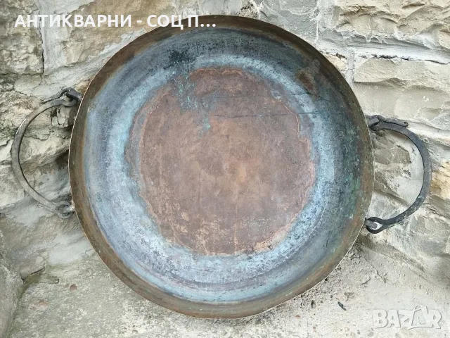 Стара Кована Голяма Медна Тава За Лютеница, Сладко. / 30 Литра. / 8.5 кг. / НОМЕР 1648., снимка 7 - Антикварни и старинни предмети - 55330891