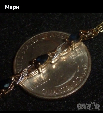Златна Гривна Сапфири и Диаманти , снимка 8 - Гривни - 54689687