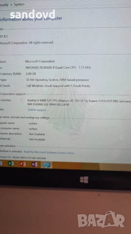 Лаптоп Microsoft surface 2 1752 цена 20 евро, снимка 3 - Лаптопи за дома - 55055093