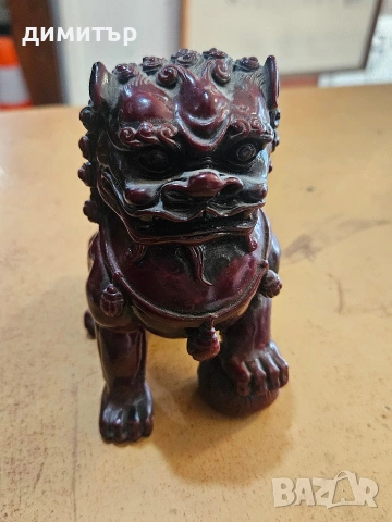 Винтидж китайски Foo Dog / Fu Lion пазител – фън шуй фигура, 689 г, снимка 2 - Антикварни и старинни предмети - 54332367
