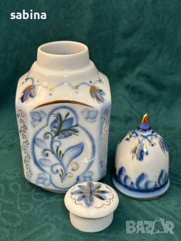 Руски порцелан Буркан за чай (чайница). Кисловодск, СССР, снимка 3 - Кутии за храна - 54946884