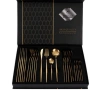 Комплект прибори за хранене в златист цвят от 24 части с луксозен дизайн и магнитна кутия, снимка 1
