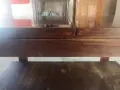 Ретро холнa маса от масивно дърво с колелца и рафт (разтегателна), снимка 16