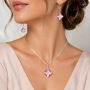 Комплект бижута с розови кристали Square Rose – колие и обеци, снимка 1