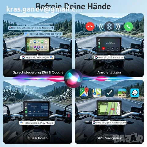 5" Мото CarPlay / Android Auto дисплей с TPMS – IP67 водоустойчив, снимка 9 - Аксесоари и консумативи - 55351509