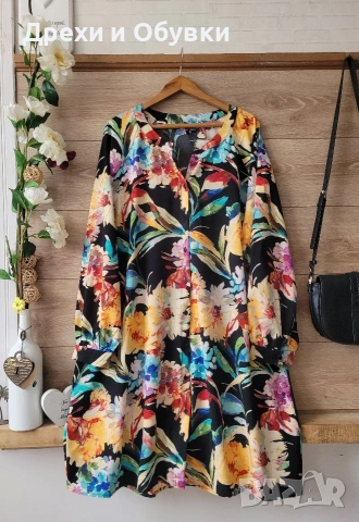 Лятна рокля тип риза цветя VERO MODA 4хл, снимка 4 - Рокли - 54619003