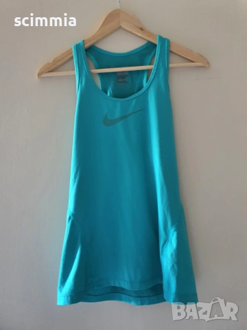 Nike Dri-FIT дамски потник размер M синьо-зелен спортен топ, снимка 2 - Спортни екипи - 54634416