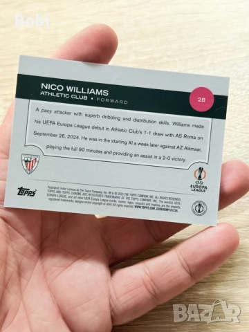 Topps Nico Williams (Athletic Club Bilbao). Gold Refractor /50 (37/50)
, снимка 5 - Колекции - 55319075