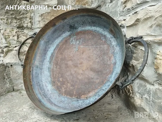 Стара Кована Голяма Медна Тава За Лютеница, Сладко. / 30 Литра. / 8.5 кг. / НОМЕР 1648., снимка 6 - Антикварни и старинни предмети - 55330891