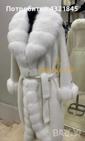 Палто естествен косъм бяло, снимка 2 - Палта, манта - 54234952