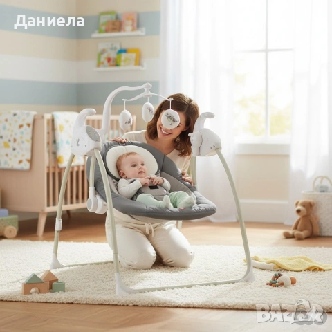 Електрическа люлка за бебе Zizito Hana - цвят мента, снимка 5 - Детски люлки - 55123510