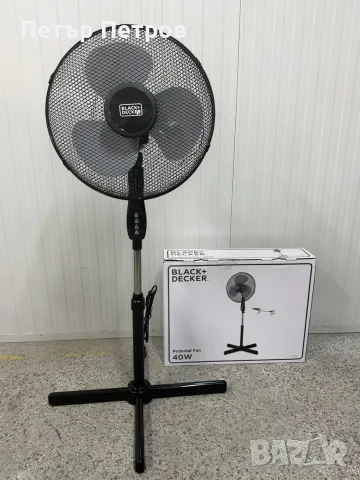 Стоящ вентилатор Black+Decker , 40W, 3 скорости, Осцилация, Черен