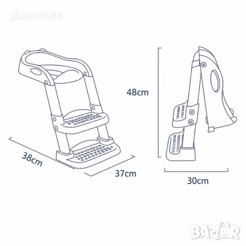 Детска сгъваема тоалетна седалка със стълбичка и мека подложка - Регулируема, снимка 12 - Други стоки за дома - 54779426