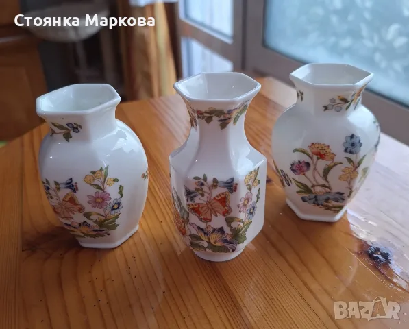 Три малки вазички от Англия- "AYNSLEY"-фин костен порцелан, снимка 2 - Вази - 55607214