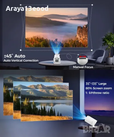 Мини проектор Magcubic HY300 с WiFi 6, Bluetooth 5.4, 4K поддръжка и 180° завъртане, снимка 4 - Плейъри, домашно кино, прожектори - 55702034