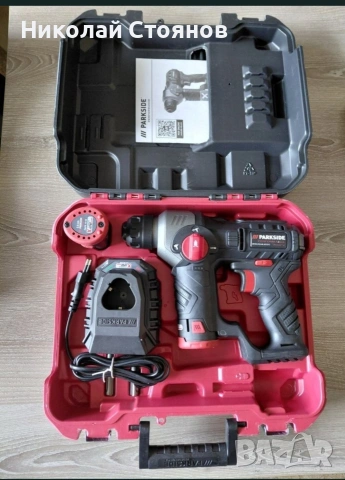 Акумулаторен перфоратор 12V Parkside Performance, безчетков мотор с две батерии и зарядно, снимка 3 - Перфоратори - 54230657