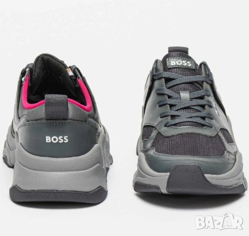 Мъжки кожени спортни обувки Boss Asher с мрежести детайли , снимка 3 - Маратонки - 54236596