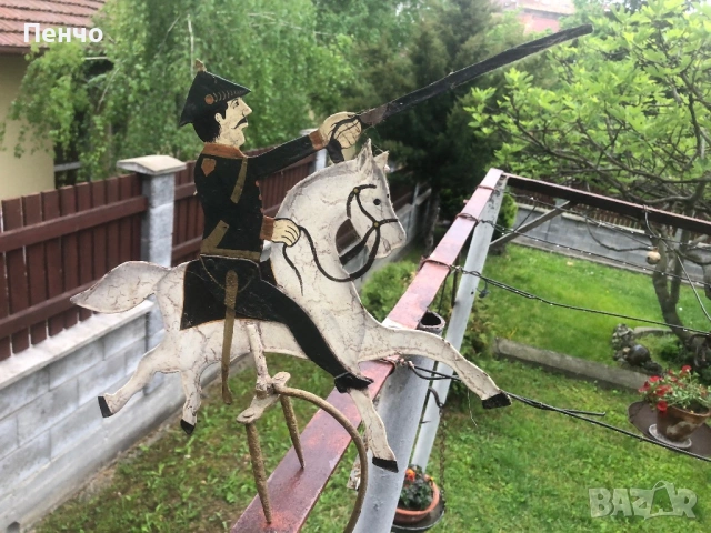 старинна метална, люлееща се играчка КАВАЛЕРИСТ, снимка 6 - Антикварни и старинни предмети - 47563264