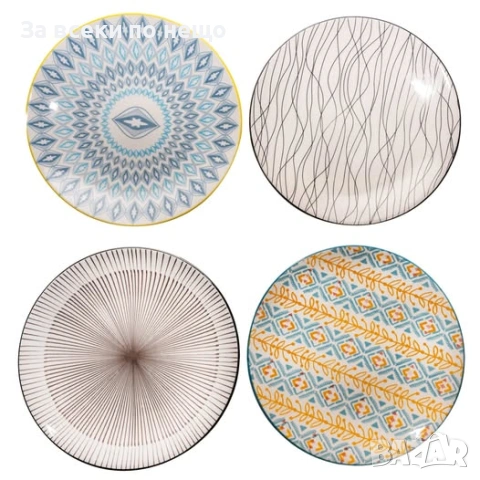 Комплект керамични чинии – микс дизайн, 22 см Код P2248