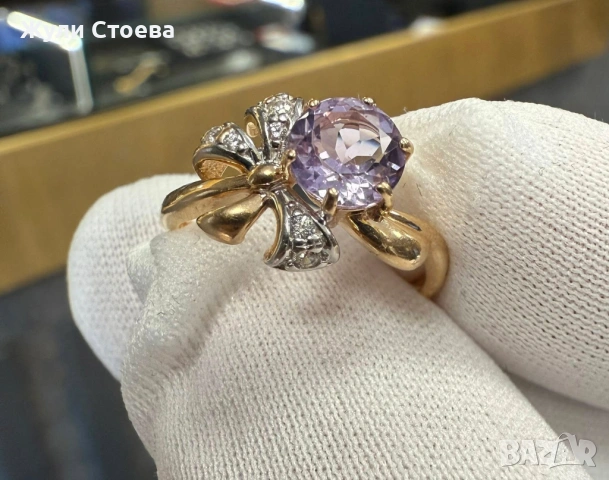 Руски златен комплект с аметисти, снимка 3 - Бижутерийни комплекти - 54072434