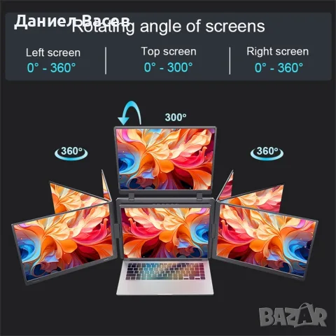 Три допълнителни 16-инчови монитора за лаптоп – Triple Screen Extender, снимка 3 - Монитори - 55314474