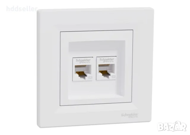 Продавам 5бр компютърна розетка двойна RJ45 Schneider бяла, снимка 2 - Друга електроника - 55473187