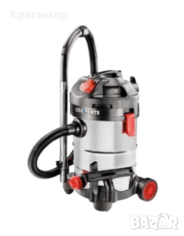 Прахосмукачка INOX за сухо и мокро почистване 1500W/30л. GRAPHITE
