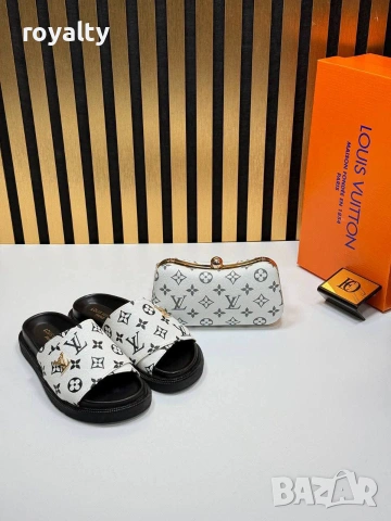 Louis Vuitton Нов Стилен Дамски Комплект Чехли Чанта Различни Модели Луи Витон , снимка 3 - Чехли - 55030890