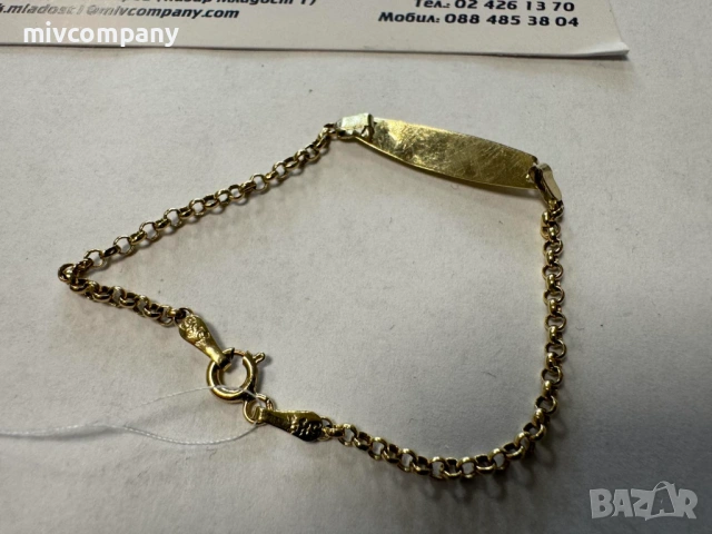 Златна бебешка гривна 1.20гр.15см., снимка 2 - Гривни - 54474433