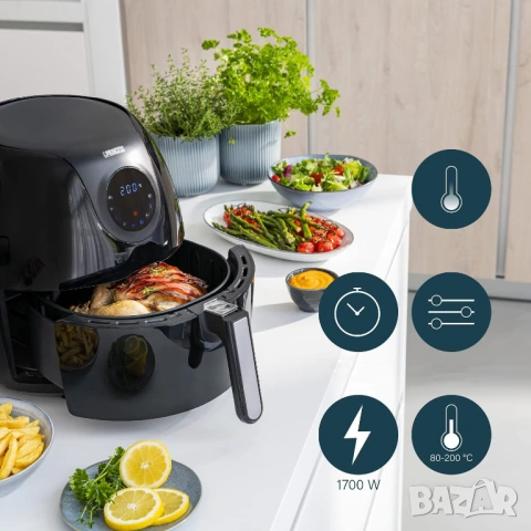 Чисто нов! Уред за здравословно готвене Princess, 5.2л., 1700W, Черен, снимка 9 - Фритюрници - 54940590